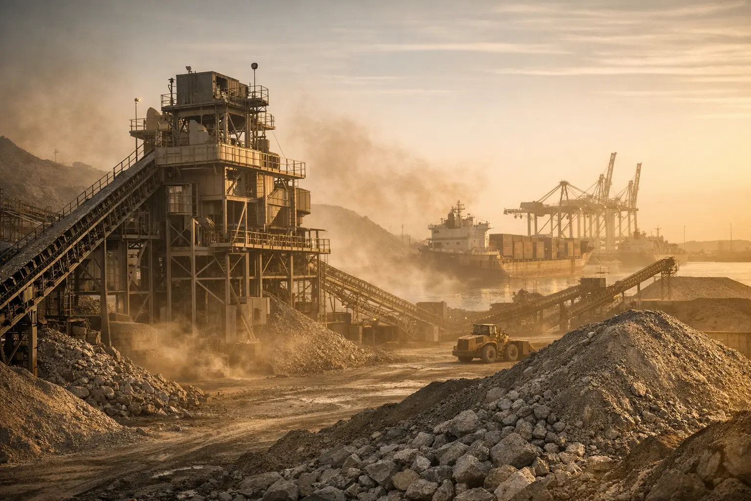 Industrial mineral processing and export facilities